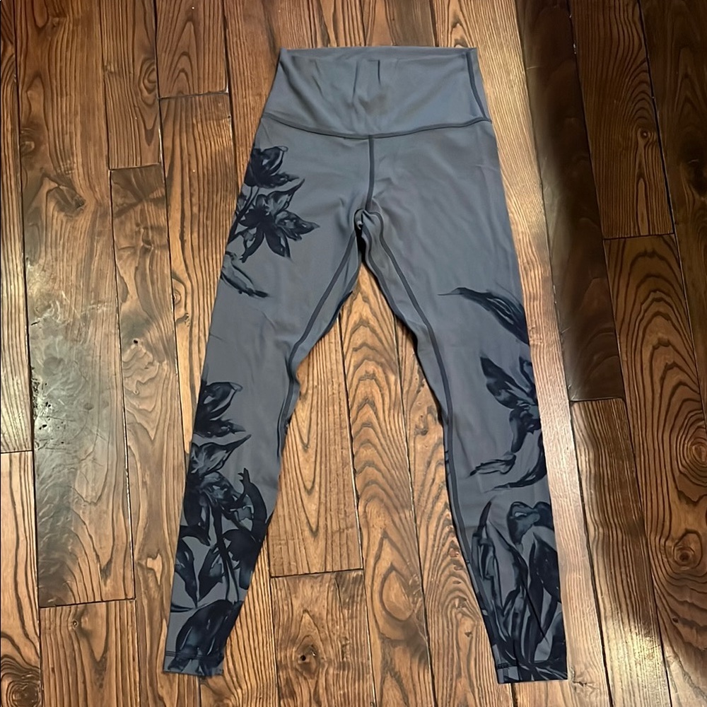 Gray and Black Floral Leggings